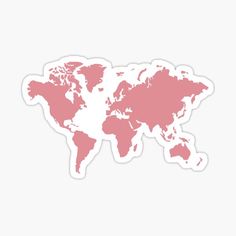 a pink world map sticker on a white background