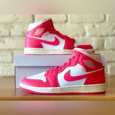 Nike Air Jordan 1 Mid Strawberries And Cream Pink White Bq6472-186 Women Sz 11 / Men Size 9.5 Nike Shoes Women High, Nike Air Jordan 1 Mid, Nike Air Jordan 1, Nike Shoes Women, Air Jordan 1 Mid, Jordan 1 Mid, Strawberries And Cream, Air Jordan 1, Nike Air Jordan