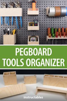 pegboard tools organizer with text overlay