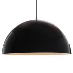 a black pendant light hanging from a ceiling