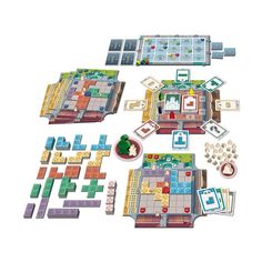 the board game is shown with pieces laid out