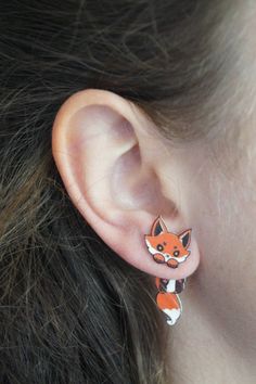 Fox Things, Fox Accessories, Fox Things To Buy, Clay Fox Earrings, Zorro Earrings, Nine Tailed Fox, Fox Earrings, Unique Earrings, Fox