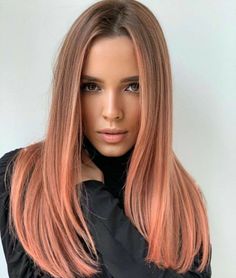 Rose Gold Short Hair, Coral Hair Color, Rose Gold Hair Balayage, Gold Blonde Hair, Gold Hair Dye, Caramel Blonde Hair, Long Pink Hair, Coral Hair, Gold Hair Colors