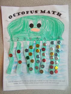 an octopus math poster with buttons on it