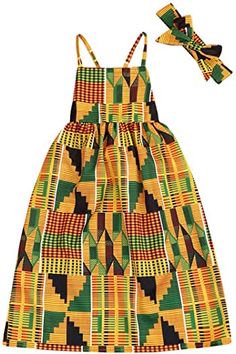 Amazon.com : ankara dresses kids girl African Dashiki Dress, Plaid Summer Dress, Striped Print Dresses