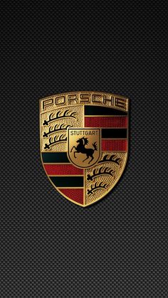 the porsche logo on a black background