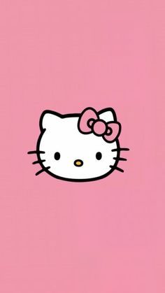 an image of a hello kitty wallpaper in pink and white with the word hello kitty on it