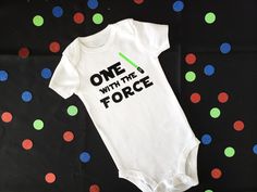 Star Wars onesie 1st birthday shirt. Your choice lightsaber color! Star Wars Onesie, 1st Birthday Onesie, Boys 1st Birthday Party Ideas, Birthday One, First Birthday Party Themes, First Birthday Shirts, Baby Boy 1st Birthday, Diy Birthday Party, Star Wars Birthday