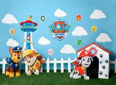 paw patrol wall decals in a playroom