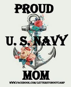 an anchor with flowers on it and the words proud u s navy mom