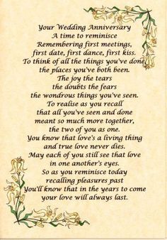 a wedding anniversary poem with flowers on it