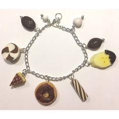 Chocolate Sweet Treats Charm Bracelet Silver Novelty Bracelets With Charms, Cheap Novelty Charm Bracelet, Cheap Hypoallergenic Novelty Charm Bracelet, Adjustable Novelty Charm Bracelet, Food Charm Bracelet, Dope Jewelry, Womens Jewelry Bracelets, Sweet Treats, Womens Sizes