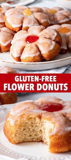 gluten - free flower doughnuts with jelly on top