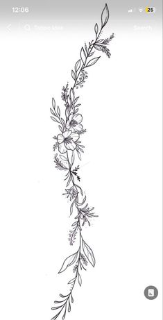 a line drawing of flowers and leaves on a white background with the words,'flower vine