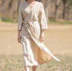 100%-linen-women-Dresses-V-neck-summer-spring-women-dresses-waist-belt