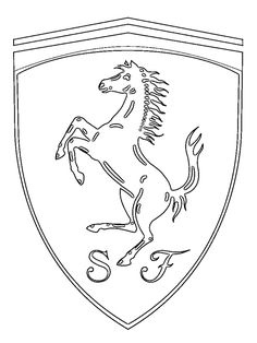 the ferrari logo is shown in black and white, as well as an image of a horse