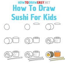 how to draw sushi for kids