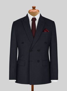 A modern fit for a luxurious and timeless wear, the blue merino wool jacket is the last word in expert tailoring with impeccable quality and exacting craftsmanship. Wear it with matching trousers, a white shirt and a patterned tie for a sophisticated work-ready look. 
 
 Look Includes  Blue Merino Wool Fabric  Double Breasted Jacket Style  Peak Lapel  Real Horn Royal Buttons  Single Vent  Three Cuff Buttons   
 You can change the look during customization if required. 
 
 Super 120's Wool, Linin Timeless Double-breasted Formal Sport Coat, Tailored Three-piece Suit For Semi-formal Events, Tailored Three-piece Suit For Semi-formal Occasions, Slim Fit Three-piece Suit For Business, Timeless Double Breasted Long Sleeve Suit For Formal Occasions, Timeless Double Breasted Formal Suit, Classic Three-piece Suit For Business Casual In Winter, Business Casual Double Breasted Suit, Timeless Double Breasted Long Sleeve Suit For Semi-formal Occasions