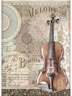 a violin sitting on top of a piece of paper with the word melody written in it