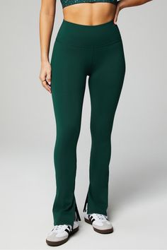 Define PowerHold® Split Hem Legging Fabletics Deep Sea Green female Activewear >> Womens >> Bottoms >> Pants & Joggers >> Yoga Pants PowerHold regular Everyday 4-Way Stretch/Hidden Pockets/Moisture-Wicking/UPF Protection Green Compression Leggings With Moisture-wicking, Mid-rise Compression Leggings With Pockets, Versatile Green Compressive Leggings, Green Full-length Leggings With Pockets, Compressive Seamless Green Leggings, Hem Leggings, How To Hem Pants, Flare Trousers, Sea Green