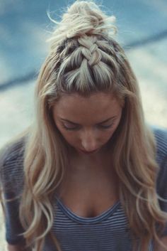 Down Hairstyles For Long Hair, Braided Top Knots, Girly Hairstyles, Braid Hairstyles, Half Up Half Down Hair, Hair Stuff, French Braid, Party Hairstyles, Hair Envy