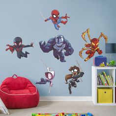 spiderman wall decals in a child's room