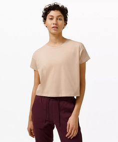 Cates Tee | Women's T-Shirts | lululemon Pima Cotton Fabric, Short Sleeve Shirt Women, Short Sleeve Tops, Short Sleeve Shirts, Women's T Shirts, Shorts With Tights, Pima Cotton, Tshirts Online, Shirt Online