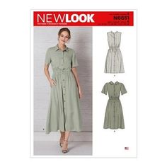 a women's dress and shirt sewing pattern from the new look book, n5861