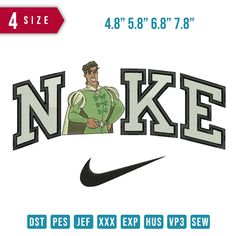 the nike logo is shown in black and white, with an image of a man wearing green