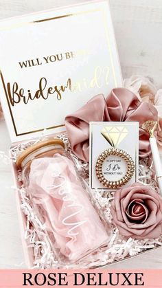 rose deluxe bridal gift set in pink and gold