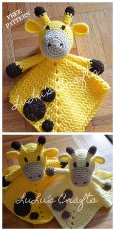 crochet baby lovey blankets with giraffes on them