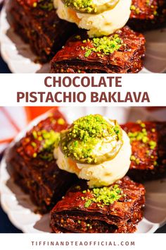 Turkish Chocolate Pistachio Baklava pin Turkish Baklava Recipe, Baklava Pistachio, Turkish Chocolate, Chocolate Baklava, Pistachio Baklava, Turkish Baklava, Easy Home Recipes, Chocolate Pistachio