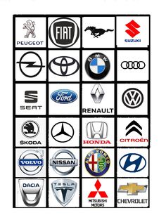 an image of different car logos on a white background with the words, which are all in