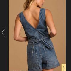 New With Tags. Size Xs. Overall. Romper. Button Front. Denim. Short. Cuff Hem. Tie Back. Tie Front. Tie Waist Chic Denim Shortalls For Spring, Chic Denim Overall Shortalls, Casual Denim Shortalls With Belt Loops, Casual Denim Overalls With Belt Loops, Fitted Shortalls For Spring Workwear, Spring Shortalls With Button Closure, Chic Denim Overall Jumpsuit With Buttons, Spring Denim Jumpsuit With Belt Loops, Casual Denim Jumpsuit With Belt Loops