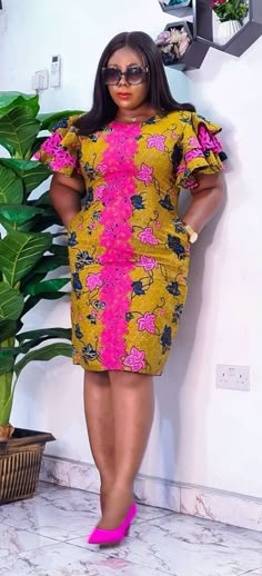 Latest Ankara Short Gown Styles For Ladies, 3 Yards Ankara Short Gown Styles, Beautiful Ankara Short Gowns For Ladies, Simple Ankara Short Gown Styles For Plus Size, Simple African Print Dress, A Shape Short Gown Ankara, A Shape Gown Ankara Short, Ready To Wear Ankara Short Gown, A Shape Gown Ankara