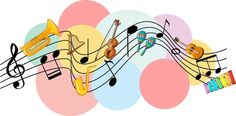 an illustration of musical instruments and music notes