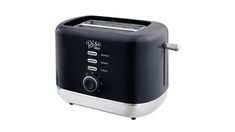 a black and silver toaster on a white background