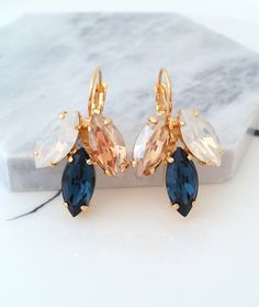 Navy blue earrings,Blue bridal earrings drop,Sapphire blue earrings,Opal earrings,Bridesmaids earrings,Bridesmaid gift,Petal shape earrings Sapphire Blue Earrings, Blue Bridal Earrings, Navy Blue Earrings, Champagne Earrings, Bridal Earrings Studs, White Opal Earrings, Bridesmaids Earrings, Earrings Opal, Gold Bar Earrings