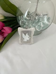 Beautiful Necklace with miniature framed white dove.  Frame is made of resin and dove is glass.  Silver tone necklace is a 30 inch chain. If you have any questions - Please send me a message! White Dove, White Doves, Metal Pendant, Beautiful Necklace, Pendant Necklaces, Beautiful Necklaces, Jewelry Necklace Pendant, Silver Tone, Etsy Accessories