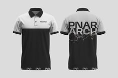 two polo shirts with the words pnarar arch printed on each shirt and an image of a man's face