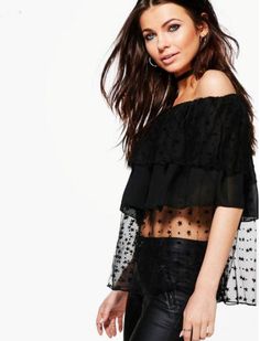 Off the shoulder styles are oh-so-super sweet! We just adore this top! Lace, ruffles, stars - what more could you ask for? 100% Polyester. Flirty Off-shoulder Tops For Party, Trendy Summer Party Off-shoulder Top, Star Print Tops For Night Out In Spring, Flirty Off-shoulder Party Tops, Black Star Print Tops For Spring, Black Star Print Top For Spring, Black Tops With Star Print For Spring, Summer Tops With Star Print For Night Out, Black Off-shoulder Top For Summer Party