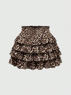 Multicolor Casual Collar  Tela tricotada Estampado de Leopardo,Estampado en Textura A capas Embellished Elástico Ligero Short Leopard Skirt Outfit, 2000s Fashion Skirts, Leopard Skirts, Leopard Print Clothes, Leopard Clothes, Plus Size Y2k, Leopard Style, Leopard Print Outfits, Ruffle Hem Skirt