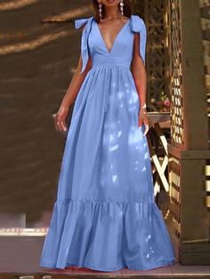 Dresses Silhouette, Sukienki Maksi, Bohemian Dresses, Bow Style, Maxi Dress Outfit, 파티 드레스, Backless Maxi Dresses, Tiered Maxi Dress, Ruffled Maxi Dress