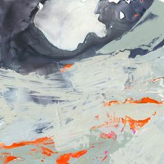 an abstract painting with orange and grey colors