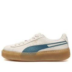 (WMNS) PUMA Suede Platform Core Grey/Blue/Gum 373934-02 (SNKR/Skate/Casual/Low Top/Women's/Classic) Casual Beige Skate Shoes With Vulcanized Sole, Beige Casual Skate Shoes For Streetwear, Casual Beige Skate Shoes For Streetwear, Casual Beige Platform Sneakers, Casual Beige Platform Sneakers For Streetwear, Casual Cream Platform Sneakers For Streetwear, Beige Casual Skate Shoes For Sports, Casual Beige Skate Shoes For Sports, Cream Casual Skate Shoes For Streetwear