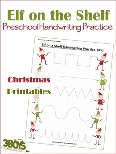 elf on the shelf preschool handwriting practice christmas printables