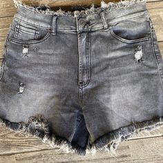 Questions? Leave A Comment Below! Distressed Gray Bottoms For Summer, Gray Distressed Bottoms For Summer, Summer Distressed Gray Bottoms, Chic Distressed Denim Jean Shorts, Gray Denim Distressed Bottoms, Distressed Gray Denim Bottoms, Gray Distressed Denim Bottoms, Chic High Rise Distressed Jean Shorts, Gray Cutoff Jean Shorts For Spring