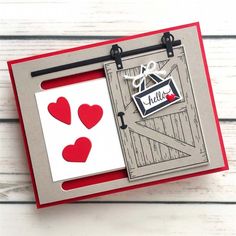 a card with some hearts on it and the words barn door bundle written in red