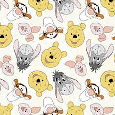 winnie the pooh and friends wallpaper with many different faces on it's face