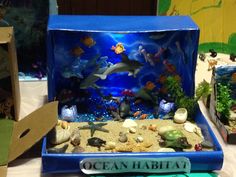 an ocean habitat is displayed on a table